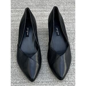 Paul Green Rendi Pointed Toe Pump Black Leather Shoes 6 US Size NEW